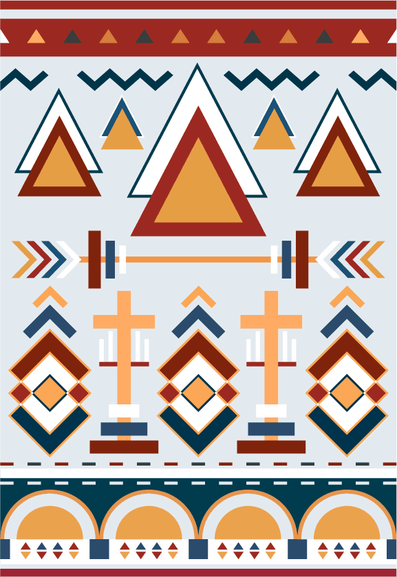 ethnic pattern illustration design featuring bold colors and geometric shapes for modern decor