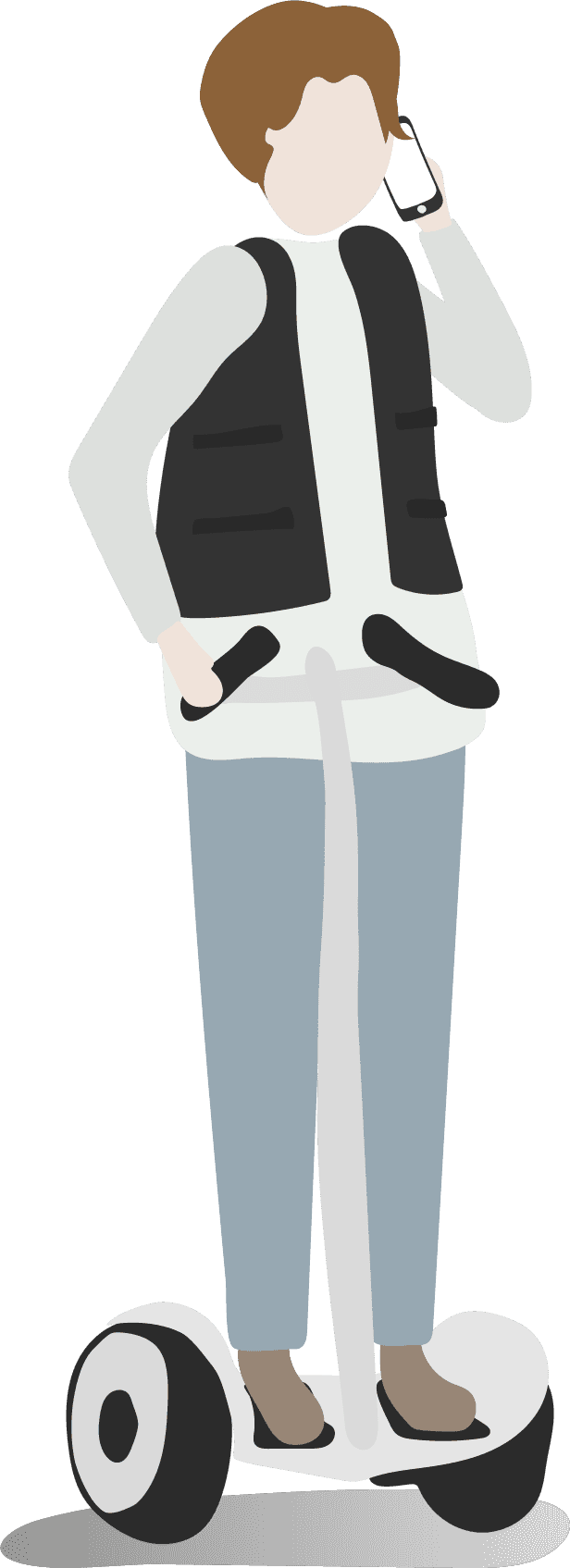 lifestyle illustration human avatar vector riding scooter with phone in hand