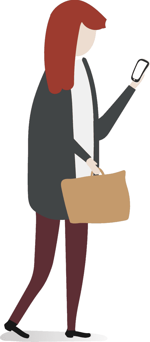 stylish illustration human avatar vector using smartphone while carrying a bag