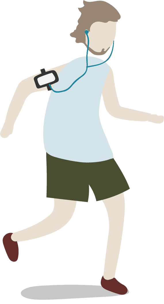 illustration human avatar vector of a person jogging while enjoying music through earbuds