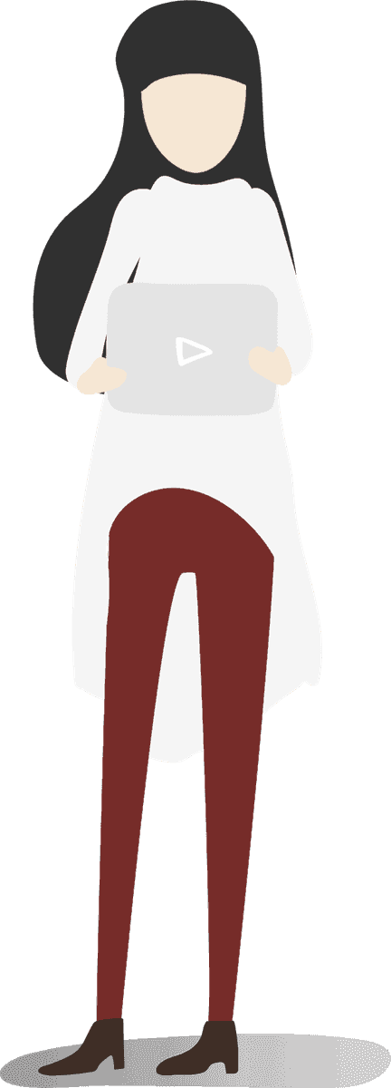 illustration human avatar vector of a woman holding a laptop in minimalist style