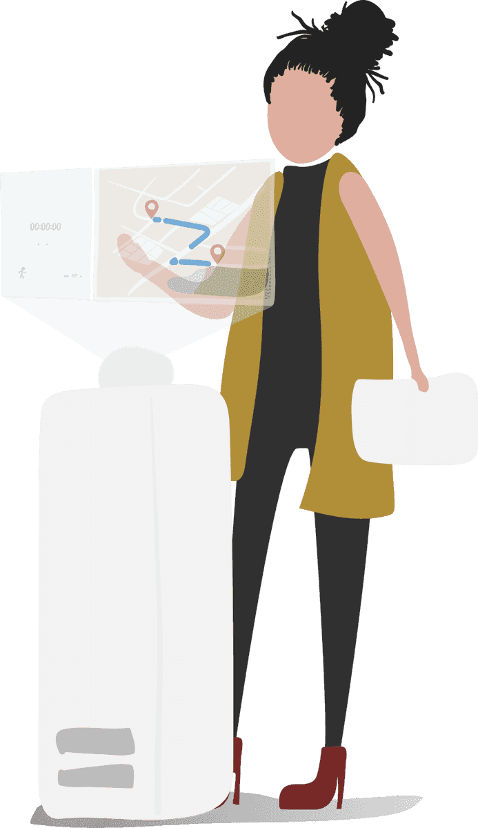 illustration human avatar vector interacting with smart technology for navigation support