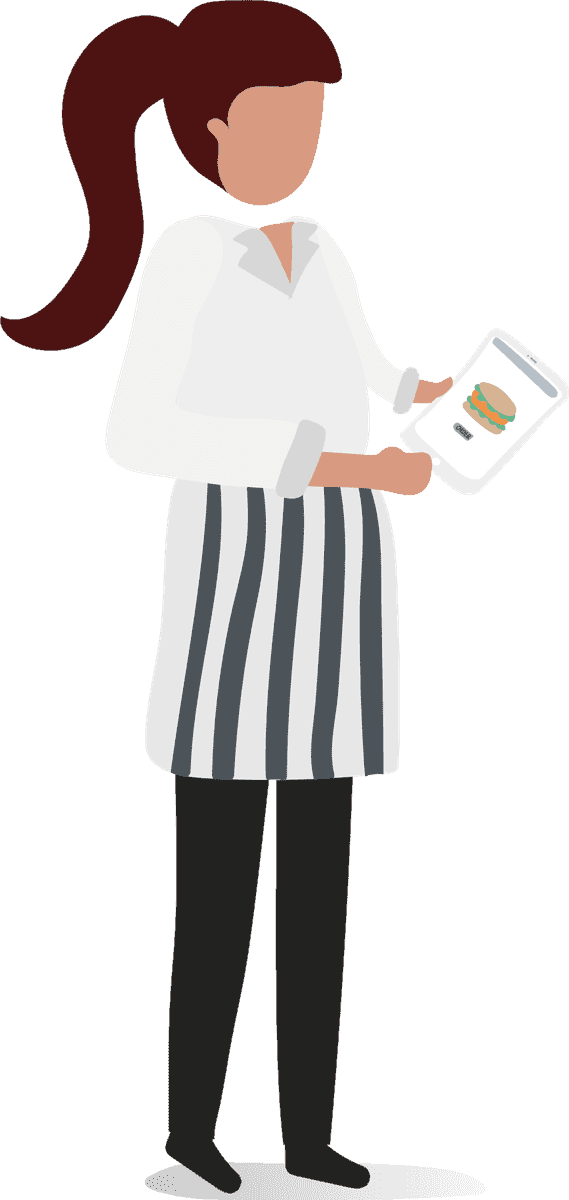 illustration human avatar vector holding a tablet with a food order in a casual style