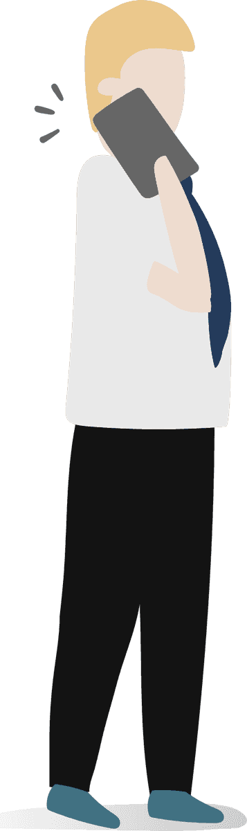 illustration human avatar vector of a professional talking on mobile phone in a modern office setting