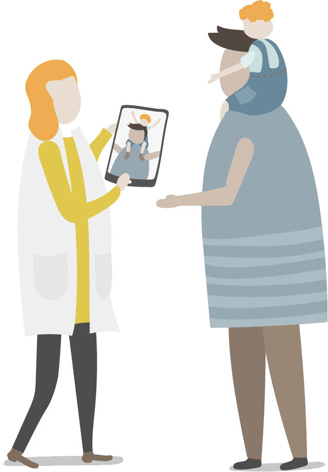 illustration human avatar vector showcasing family interaction with mobile technology in healthcare