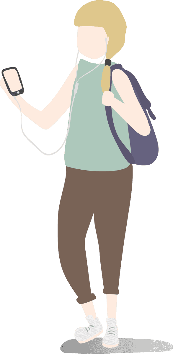 illustration human avatar vector for a stylish young woman using a smartphone while walking