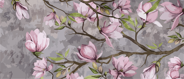 illustration magnolia branch on textured background pastel