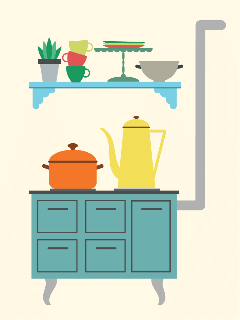 simple retro kitchen illustration