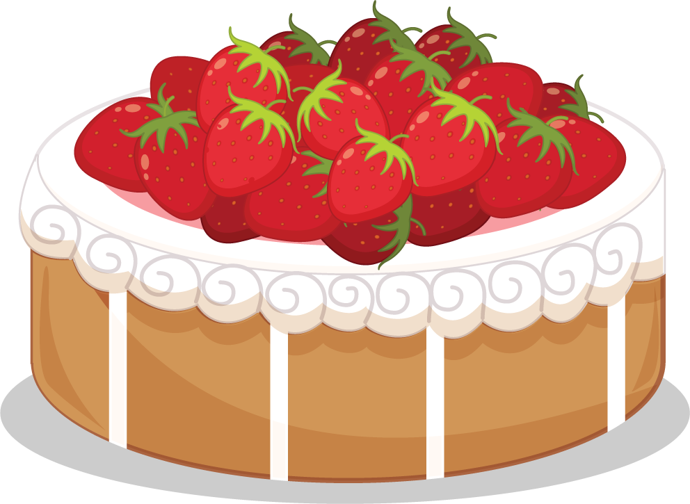 illustration of cakes and desserts with fresh strawberries for delightful celebrations