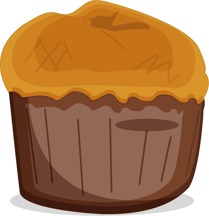 illustration of cakes and desserts featuring a delicious muffin with a rich frosting