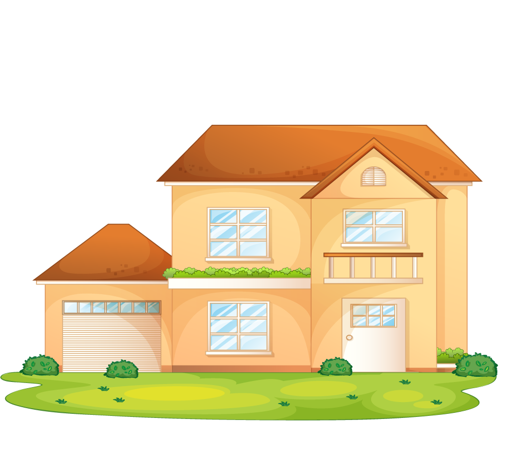 illustration of houses and other buildings