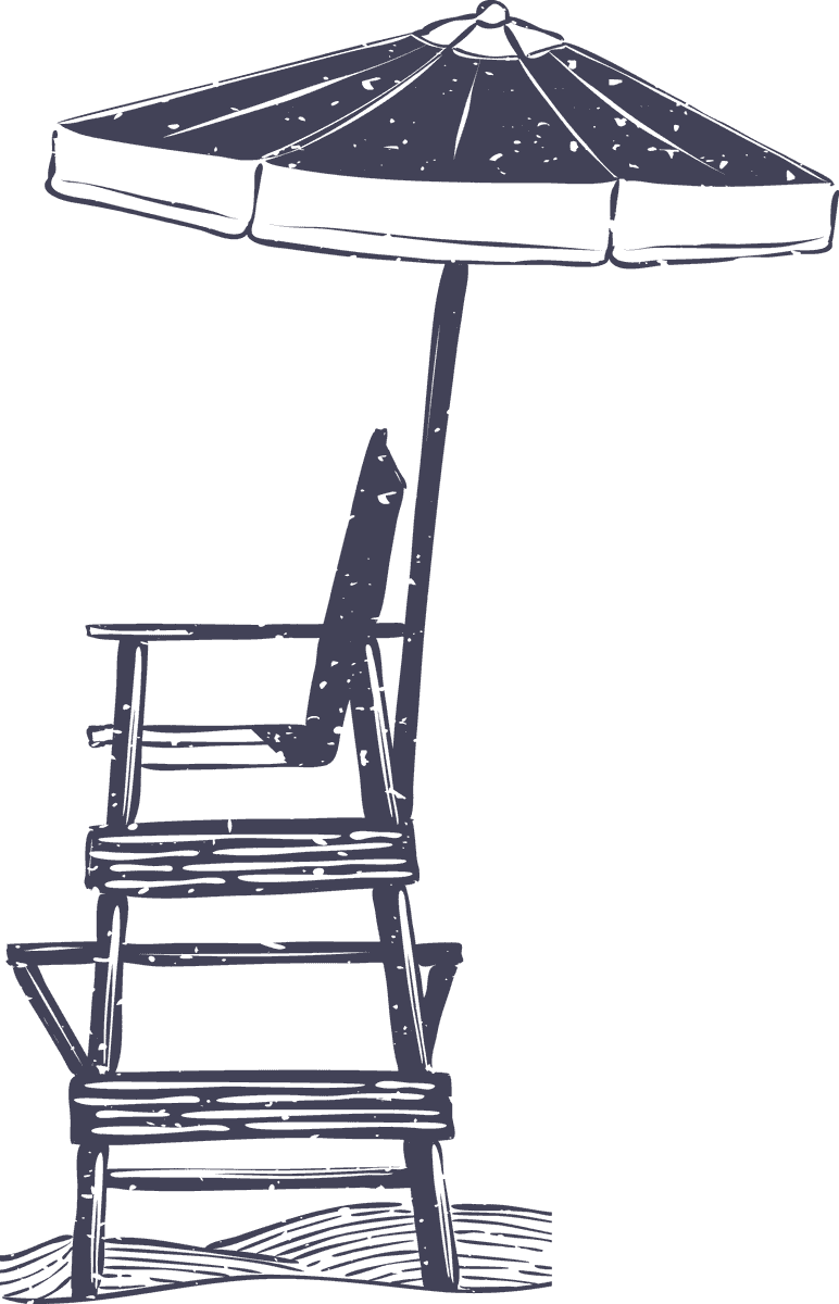 illustration summer beach objects icon featuring a lifeguard chair and umbrella for coastal fun