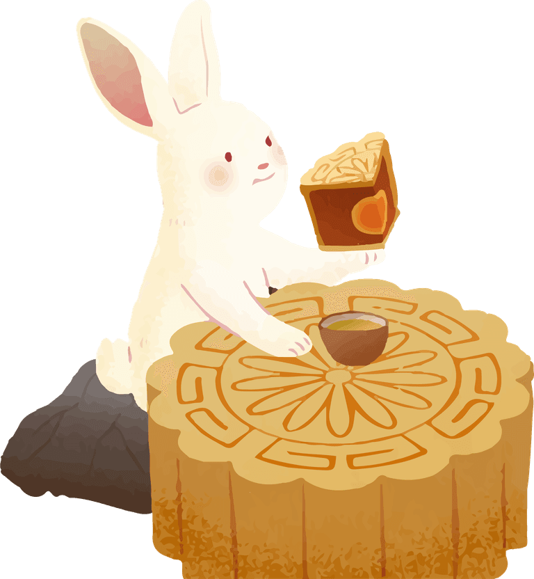 illustration two rabbits picnicking under romantic moonlight