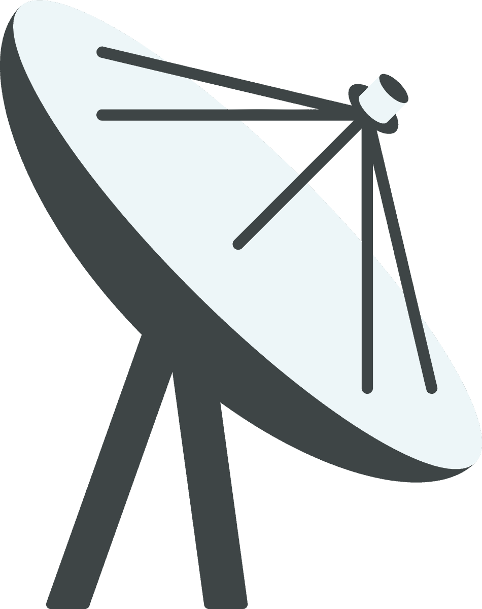 illustration technology objects showcasing a satellite dish for communication and connectivity