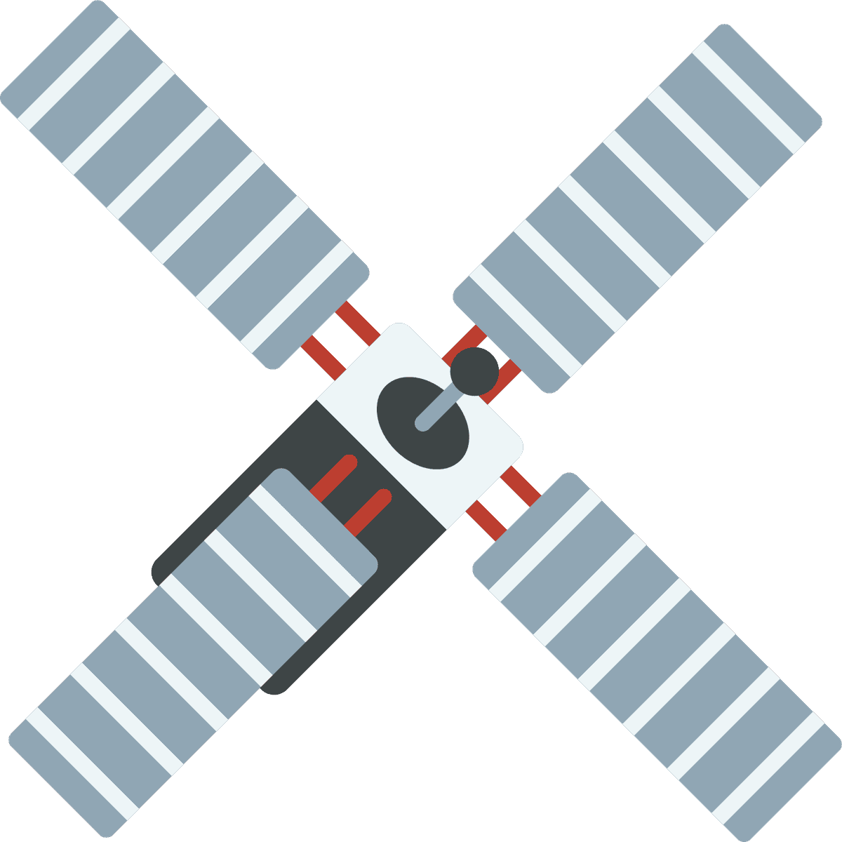 illustration technology objects showcasing a satellite in a modern minimalist style