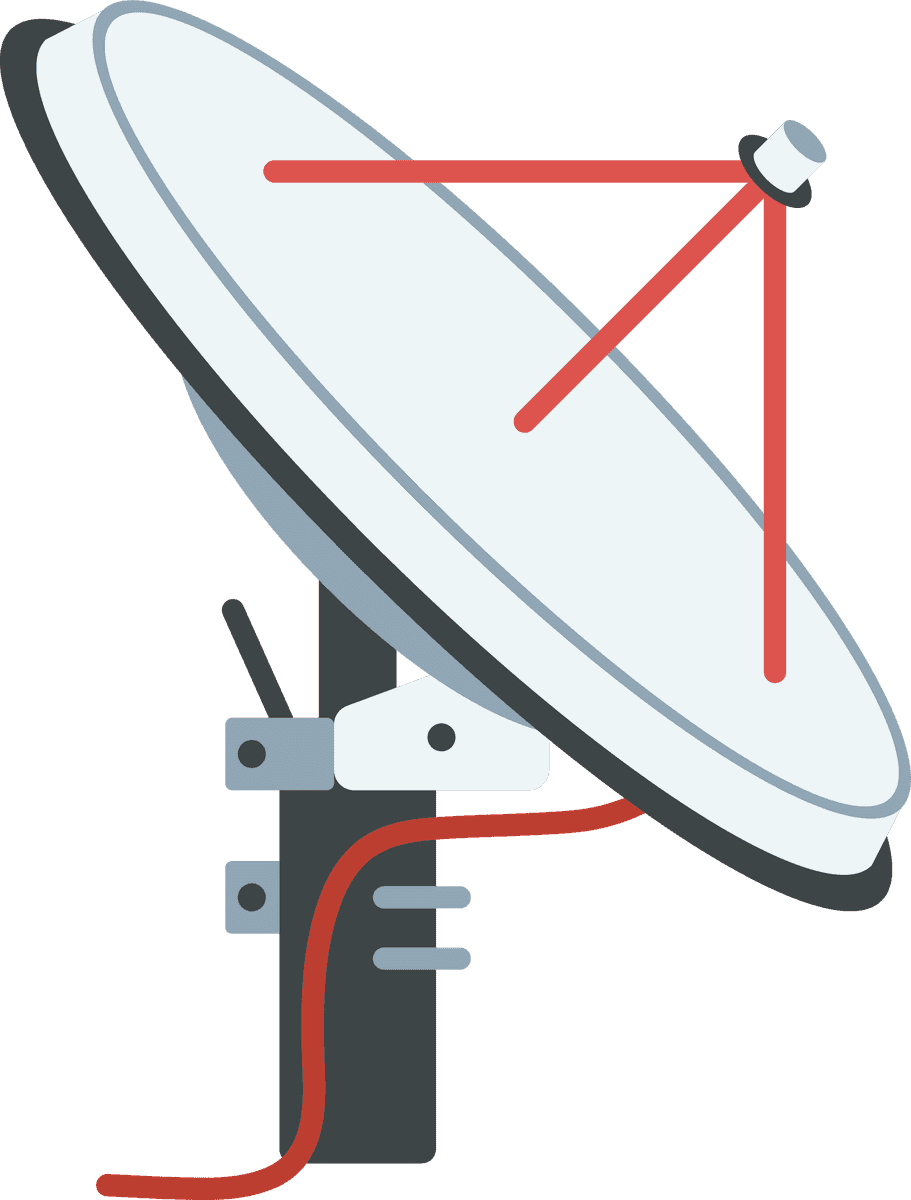 illustration technology objects depicting a satellite dish with sleek modern features for communication