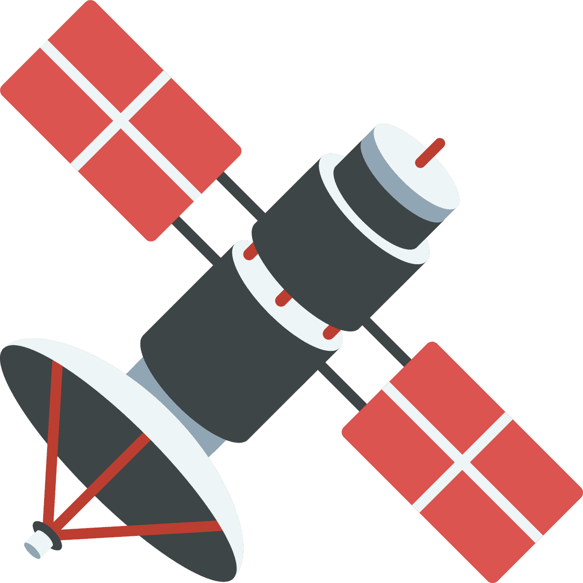 illustration technology objects featuring a satellite for communication and exploration purposes