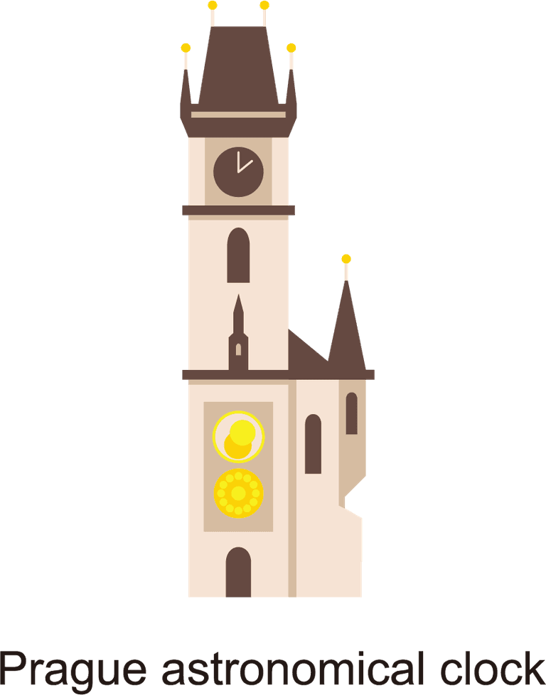 included in this pack are prague city icons on transparent background flat icon style