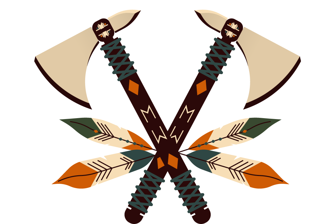 indian elements tribe symbols sketch with axes and feathers for cultural artwork