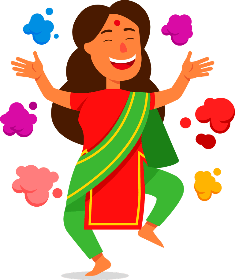 indian girl girls character celebrating holi festival