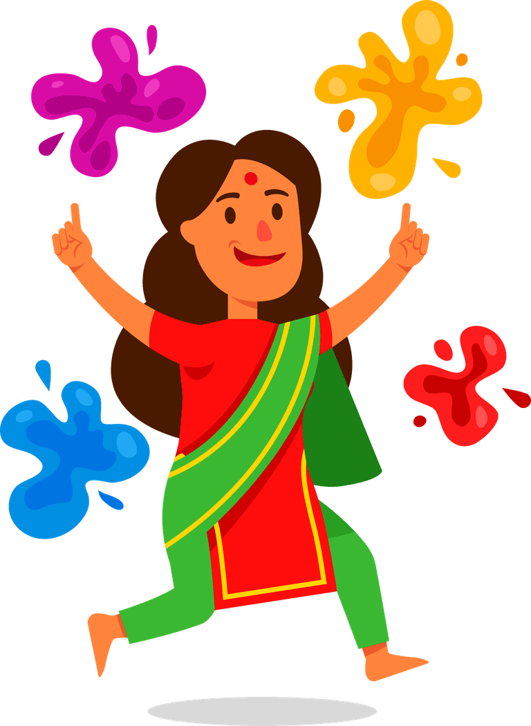 indian girl girls character celebrating holi festival