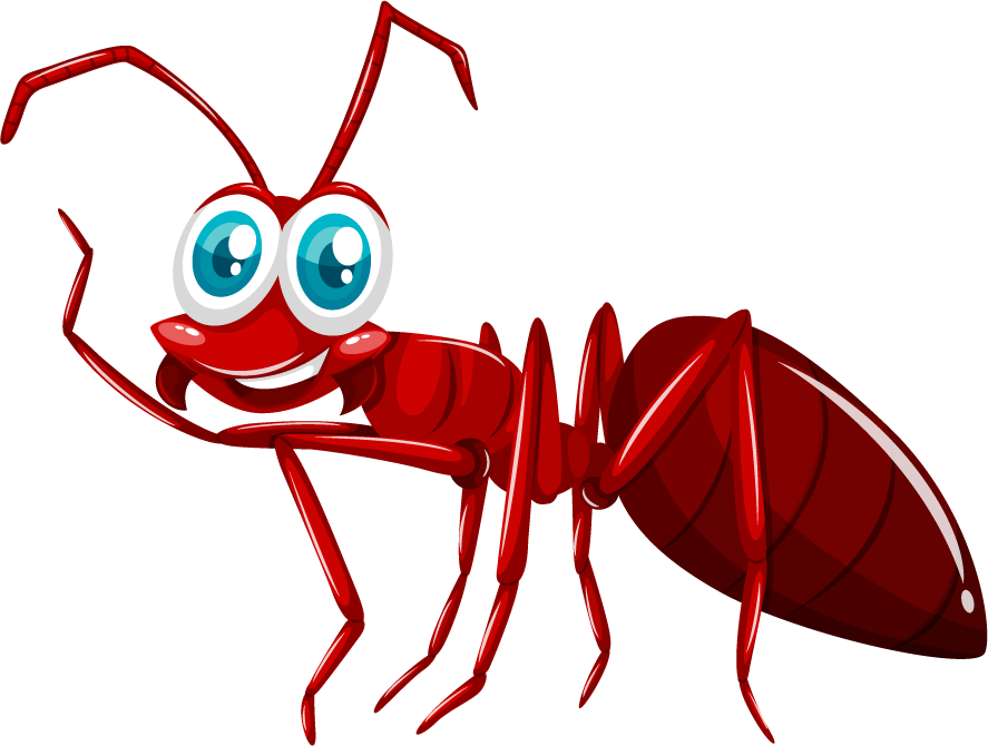colorful cartoon style insect representing a cheerful red ant for playful illustrations and learning