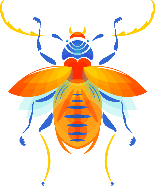 insects species icons colorful flat sketch