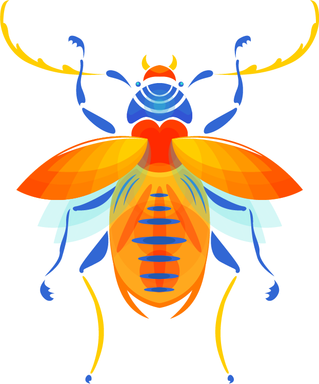 insects species icons colorful flat sketch