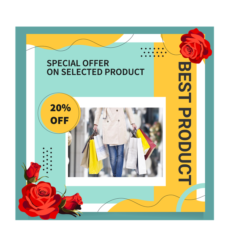 instagram sale posts frames with floral accents and promotional offers for retail engagement