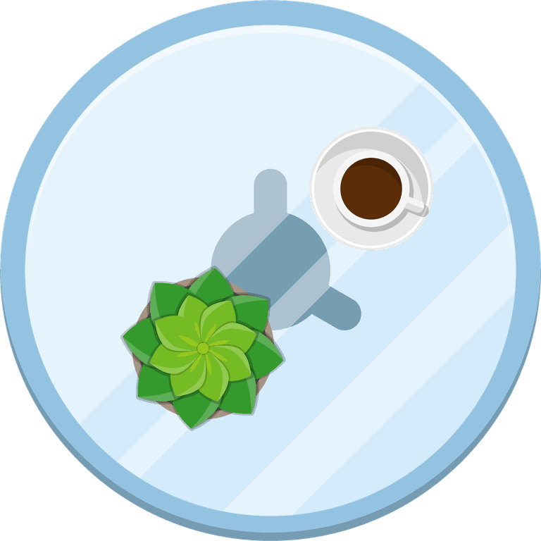 stylish interior elements top view position featuring plants and coffee for cozy spaces