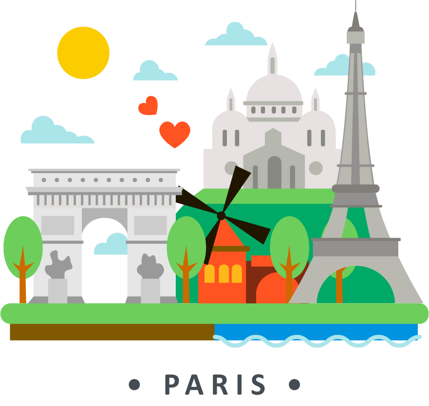 simple international cities flat style illustration