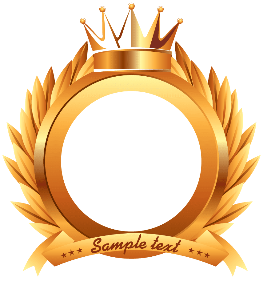 golden isolated winner awards icon with laurel wreath and crown for achievements recognition