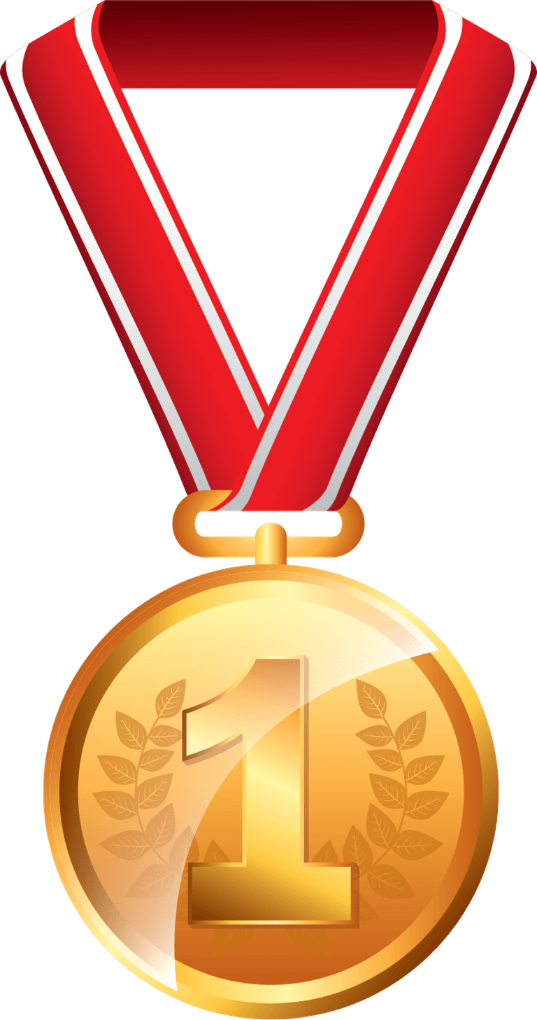 golden isolated winner awards icon with red ribbon for celebration and achievement