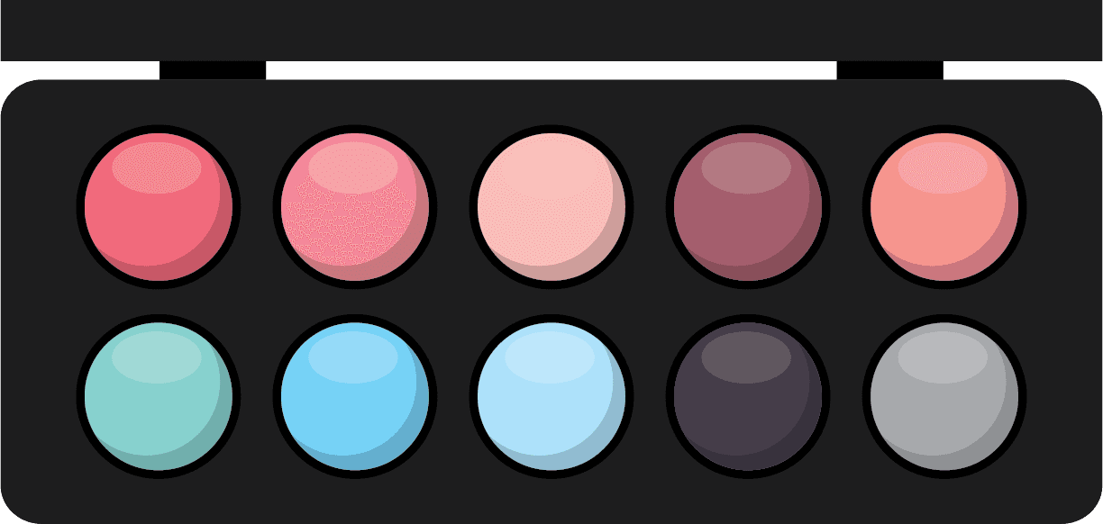 isolated make up icon featuring a vibrant selection of blush and eyeshadow colors