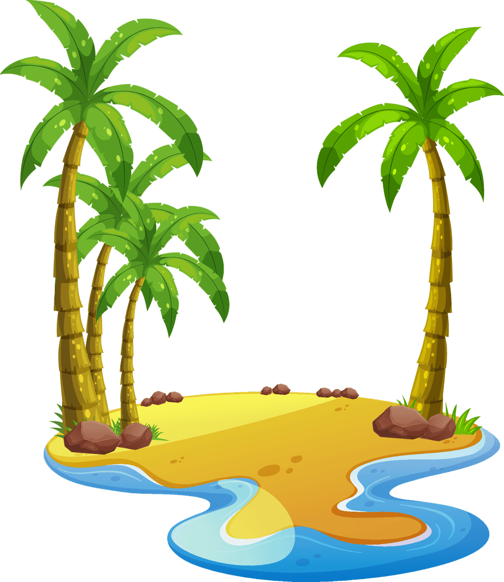 isolated realistic summer island with palm trees and scenic beach view for summer themes