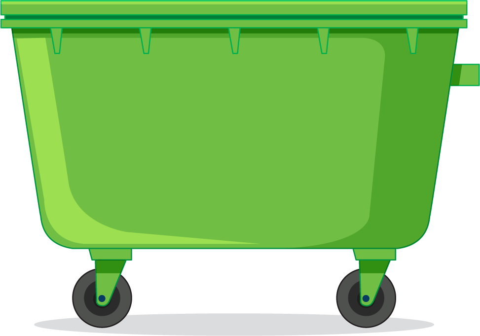 isolated trash container white background in vibrant green color for waste management