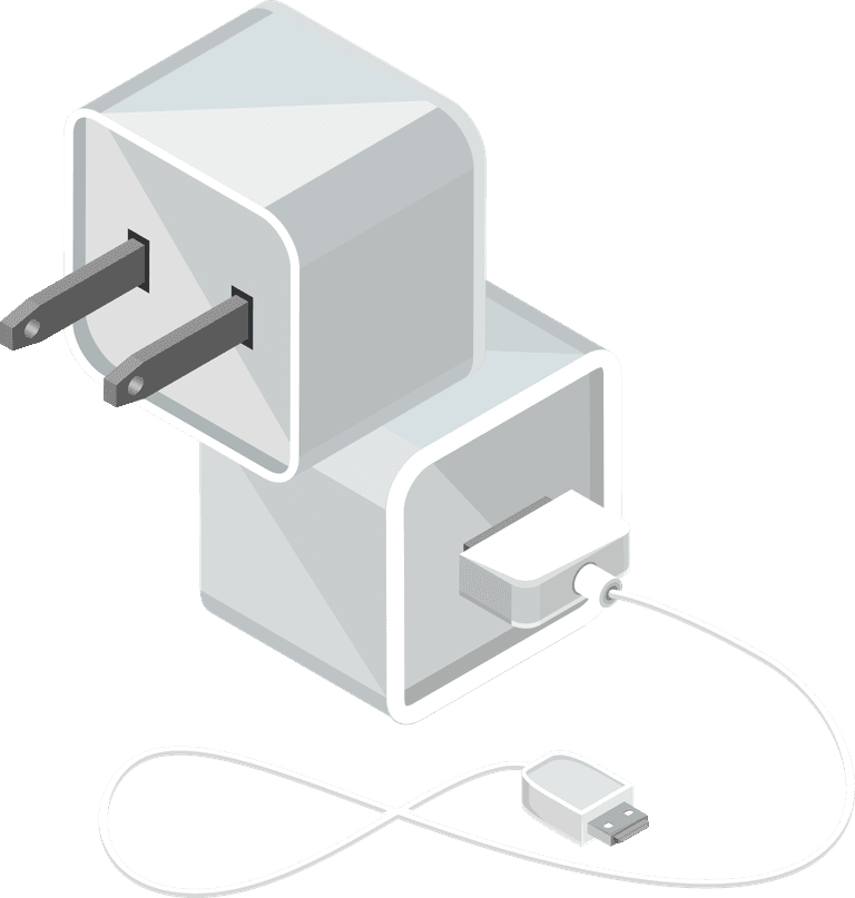 isometric chargers modern devices with power bank plugs laptop