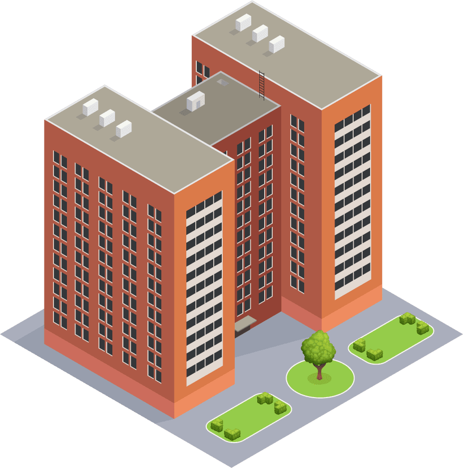 isometric city building with ground