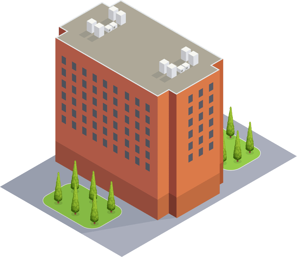 isometric city building with ground showcasing modern architecture and urban landscaping