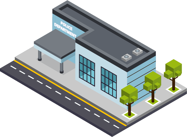 isometric single city building illustration of a police department for urban projects