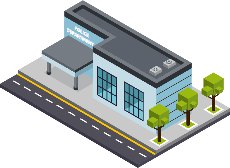 isometric single city building illustration of a police department for urban projects