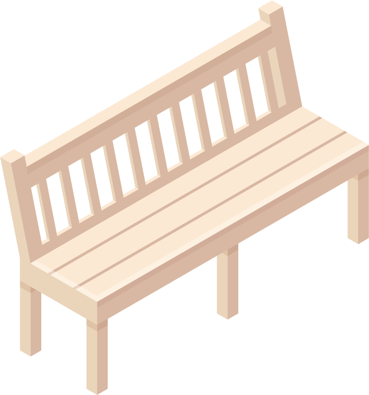 isometric elements city landscape featuring a wooden bench for urban parks and public spaces