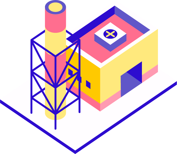 simple isometric factory illustrations for modern industrial themes and applications