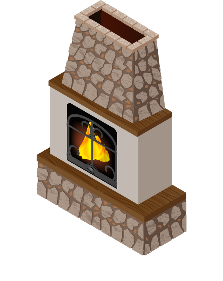 isometric difference type of fireplace illustration