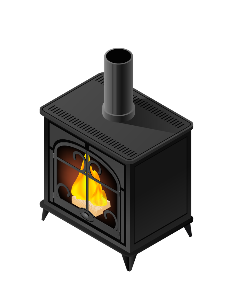 isometric difference type of fireplace illustration