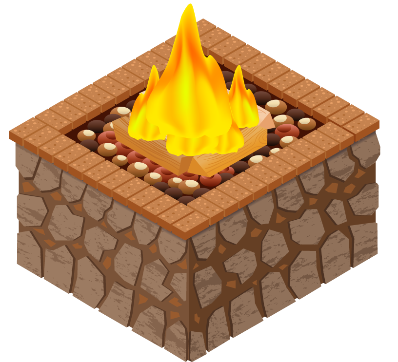 isometric difference type of fireplace illustration