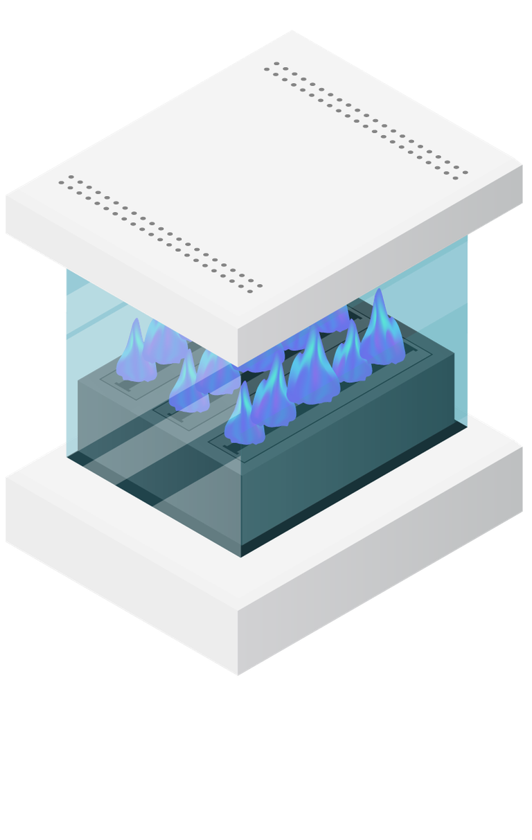 isometric difference type of fireplace illustration