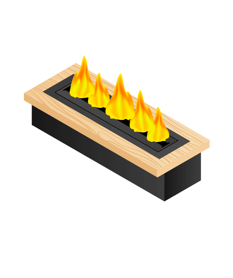 isometric difference type of fireplace illustration