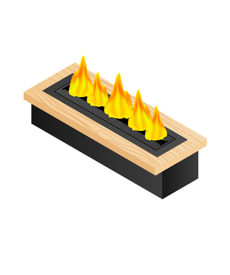 isometric difference type of fireplace illustration