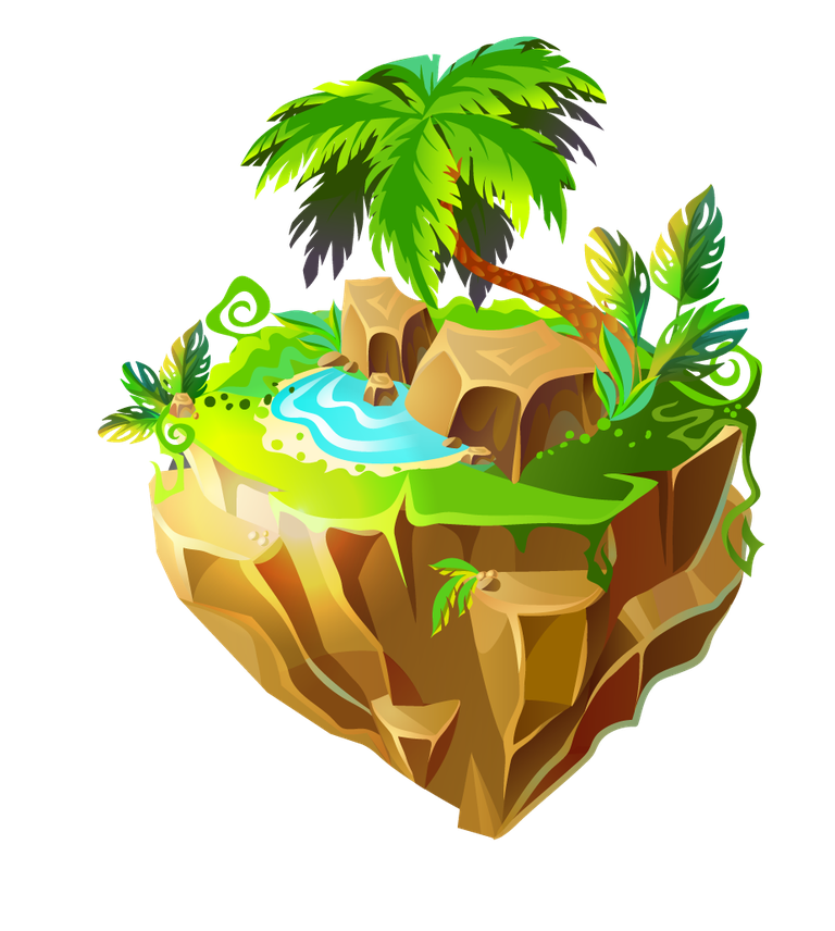 isometric game islands collection featuring tropical landscapes with lush greenery and water scenes